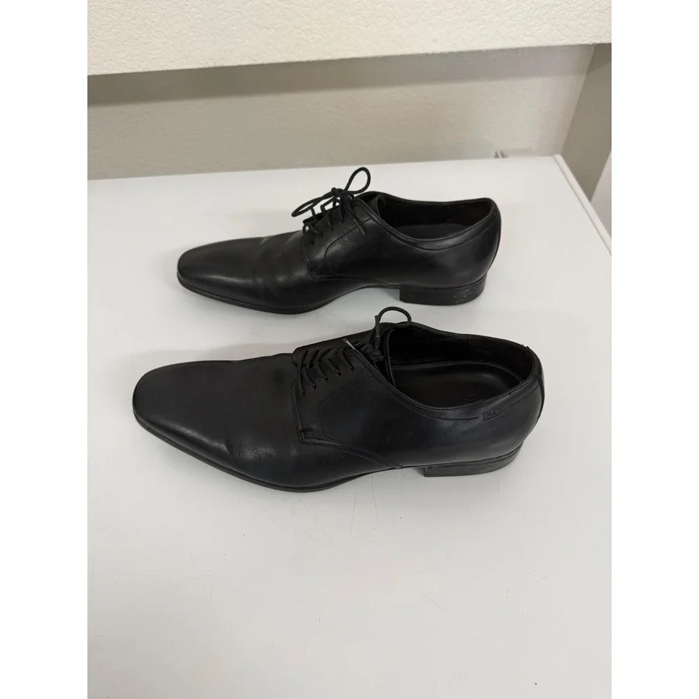 Hugo Boss Mens Black Leather Derby Dress Shoes 50234066 Size 8.5